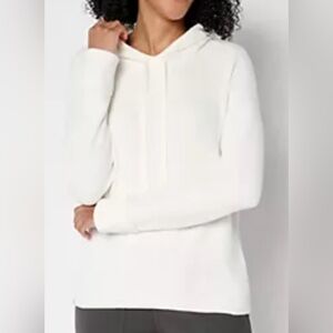 Barefoot Dreams White Cream Cozychic Ultra Lite ribbed cuff Hoodie Top large